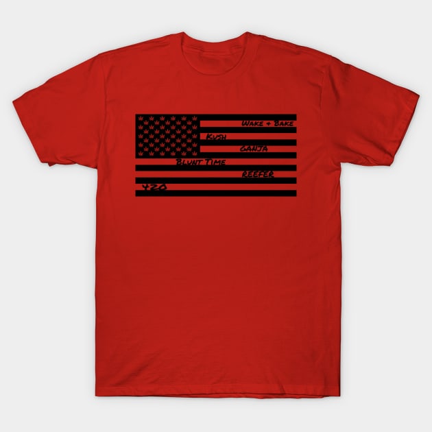 American Flag Merica Weed 420 T-Shirt by kingelithe3rd